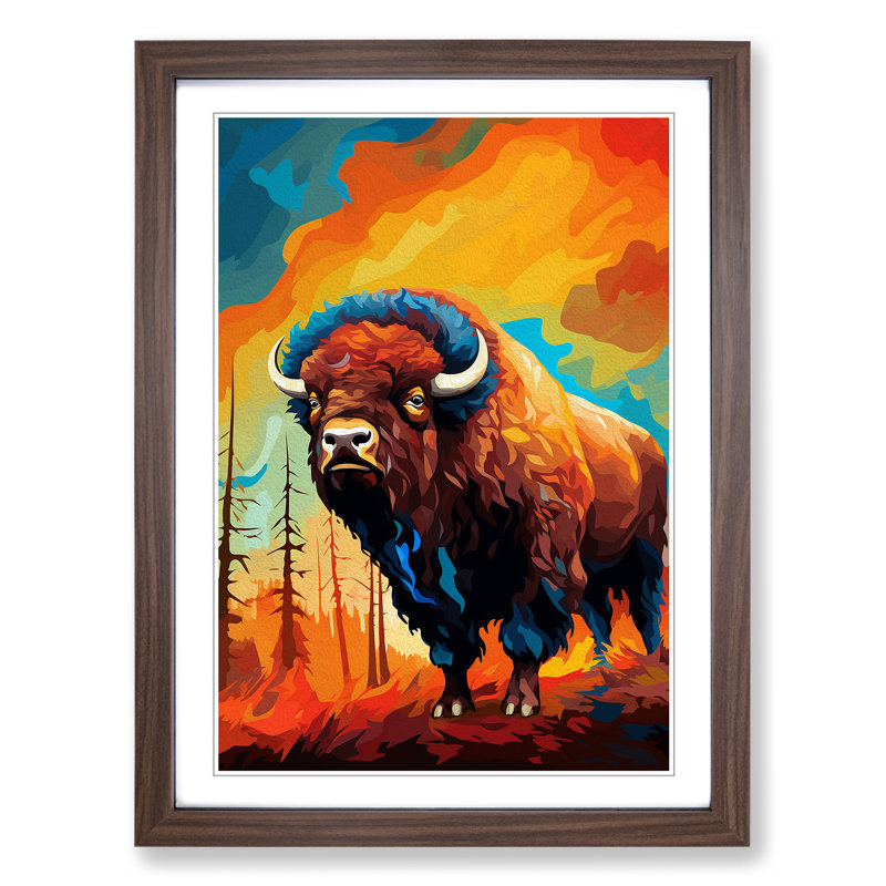 Bison Orphism - Framed Print, Walnut Framed, 34cm H x 25cm W x 2cm D
