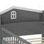 Lit plateforme gris avec 4 tiroirs, garde-corps, tablette de tête de lit et sous-espace, conçu pour être facilement assemblé, cadre gris, tête de lit style maison, rangement pour escalier à 2 marches, lit, sans sommier-1425072846