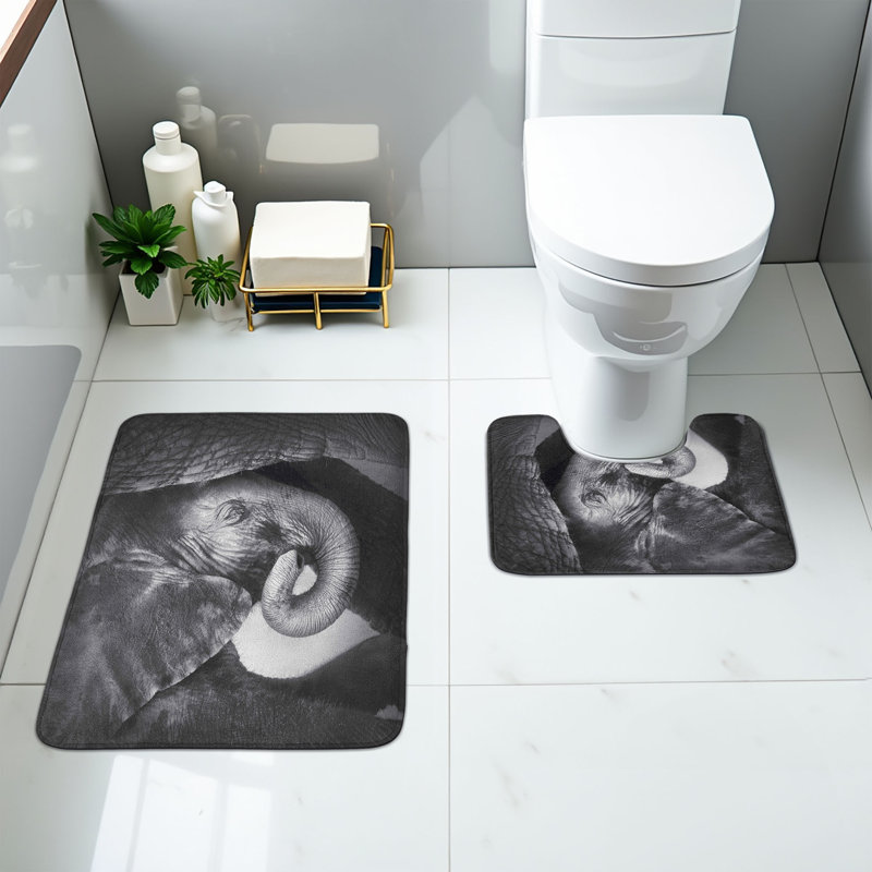  Ensemble de tapis de salle de bain gris 2 pièces