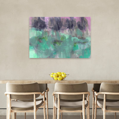 Tree Park Teal Abstract Contemporary Lavender Landscape Nature Wall Art