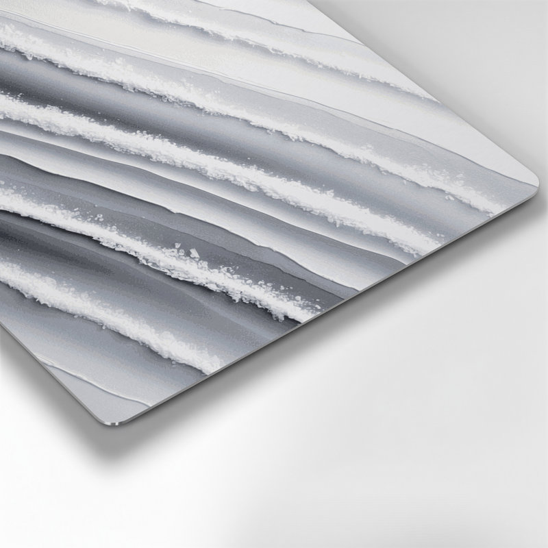Diagonale rayures blanc neige, gris clair, bleu, art mural en métal, H 8 po x l 8 po
