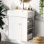 Armoire de salle de bain moderne 21,6 po - Lavabo en céramique, rangement à droite, meuble-lavabo de luxe 21,6 po avec design-121112297