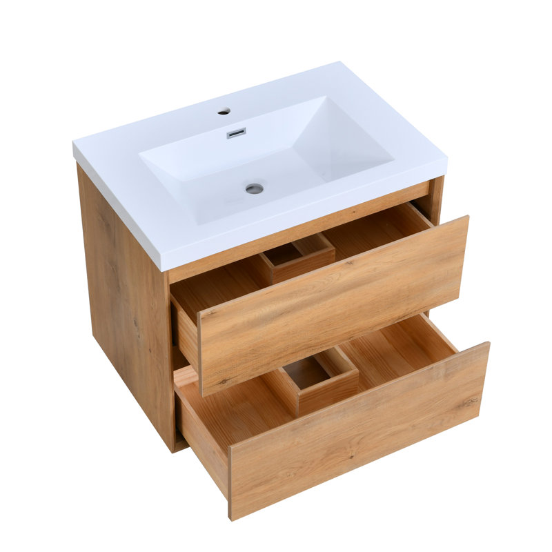 30" Wall Mounted Floating Bathroom Vanity With Single Sink