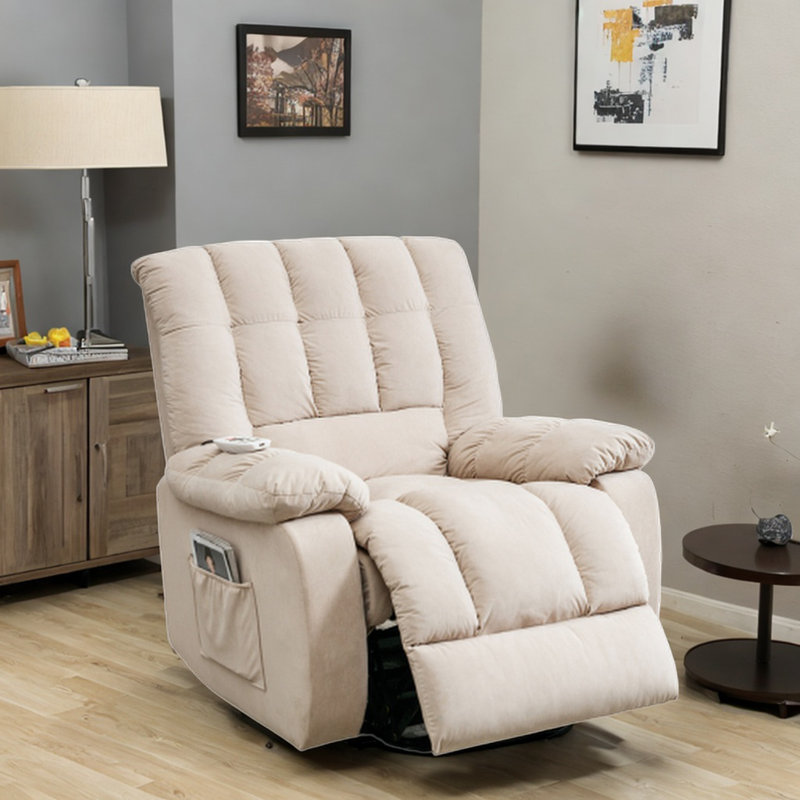 Fauteuil inclinable rembourré Muguette, Velours beige