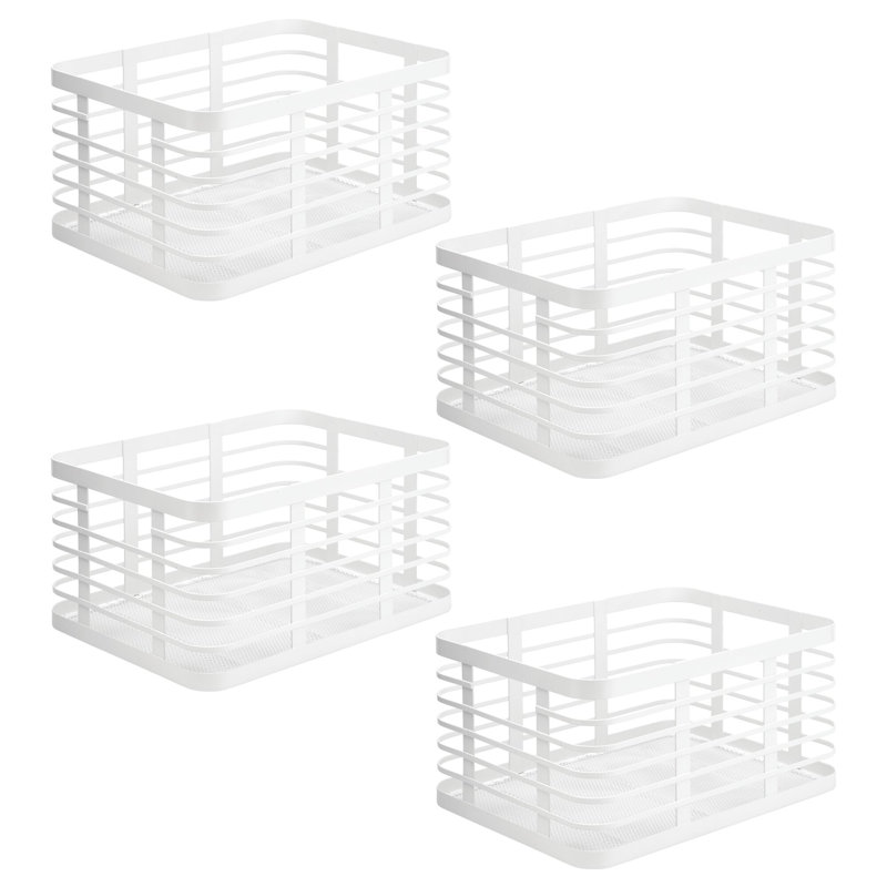 Metal Pantry Basket with Handles - Pantry Storage Baskets for Fruits and Vegetables - Set of 4, 63.09, White