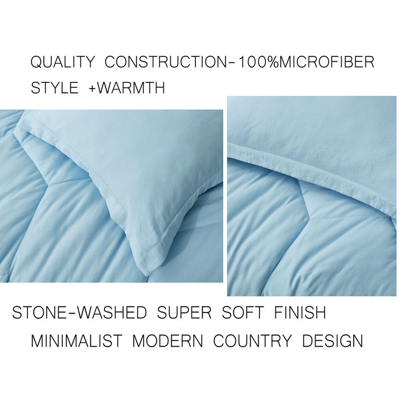 Chambray Blue Twin Microfiber Comforter Set with Geometric Pattern