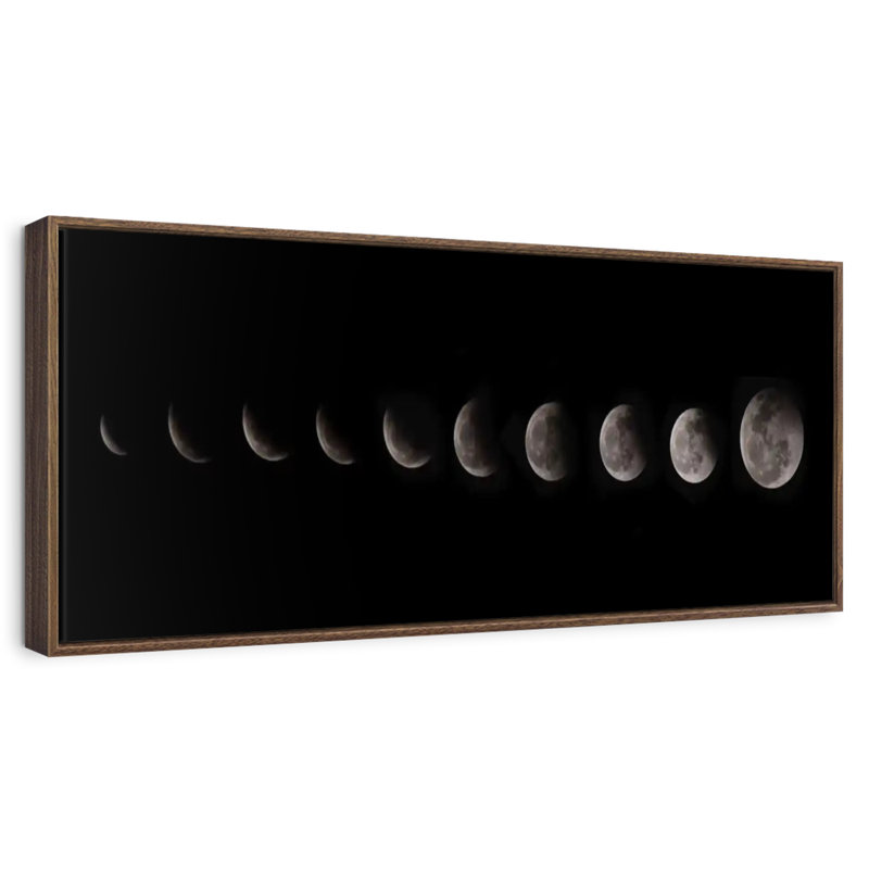Dix phases de lune, 28 po x 10 po, Cadre flottant noyer