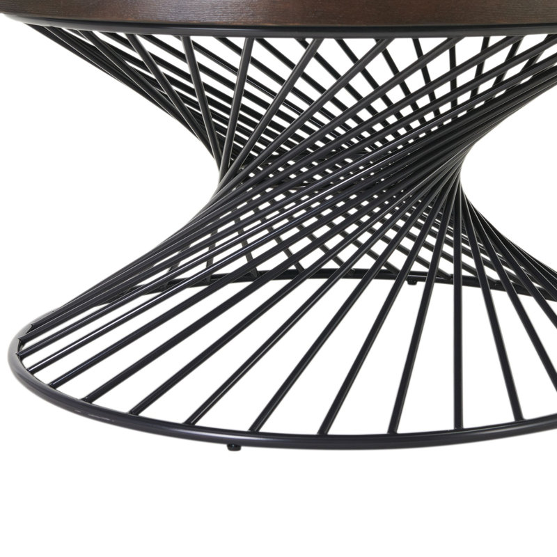 Williams Round Walnut Wood and Metal Coffee Table