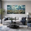 «Blue Storm Clouds Over Grassy Plains with Lightning», ensemble de 3 toiles murales-54680958