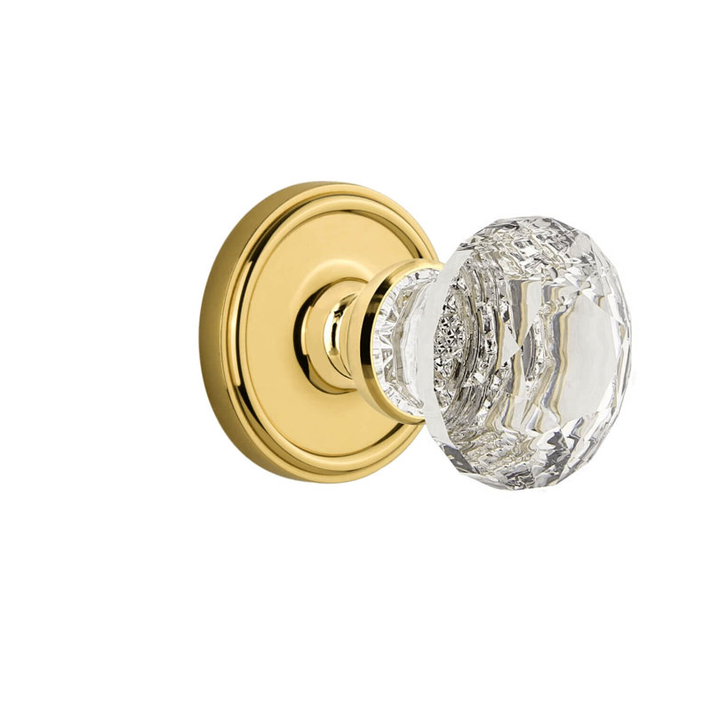 Rosette Grandeur Georgetown avec poignée en cristal brillant, Laiton éternel, 2.375"