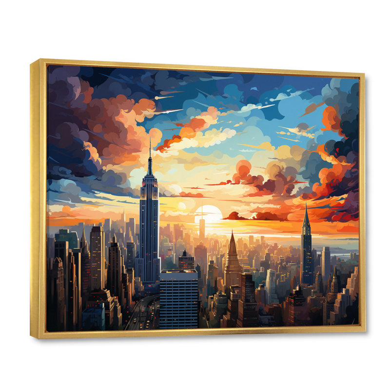 Pop Art New York IV, reproduction d'art sur toile, H 12 po x l 20 po x P 1 po, Cadre flottant doré
