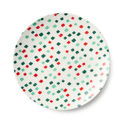 Ensemble de 6 assiettes à salade des fêtes - Six assiettes à motif de Noël assorties de 8,5 pouces, apportant une couleur graphique audacieuse à chaque repas festif.