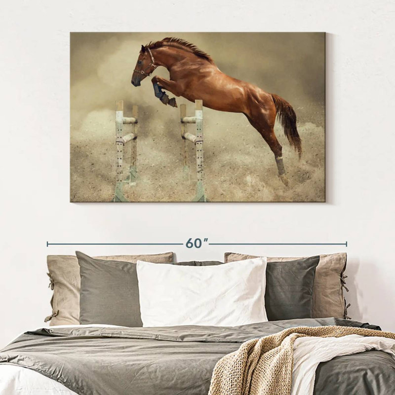 Powerful Jumping Horse, 34" H x 51" W