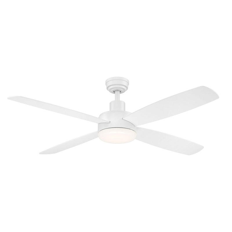 Ventilateur de plafond standard à 4 pales de 52 po avec ensemble d'éclairage inclus, Blanc mat / blanc