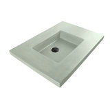 Newterra Concrete Handmade Rectangular Semi-Recessed Vessel Bathroom Sink
