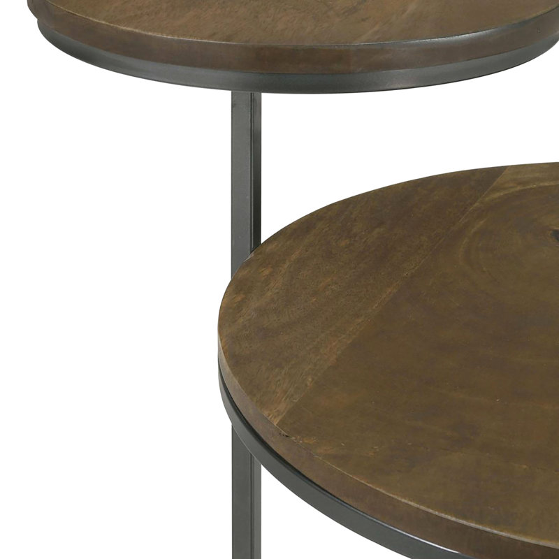Table d'appoint Gunmetal 2 avec surfaces en bois de manguier naturel - Espace de vie décoratif