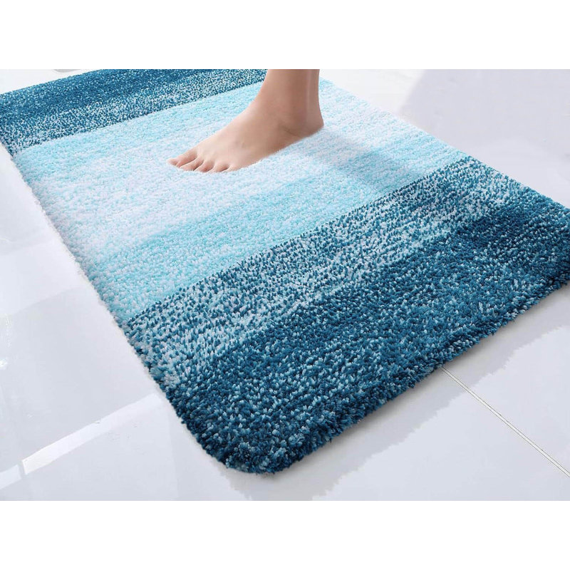 Microfiber Bath Mat, Non-Slipabsorbent Bathroom Mat, Caribbean Sea, Single - 60cm L x 3cm W