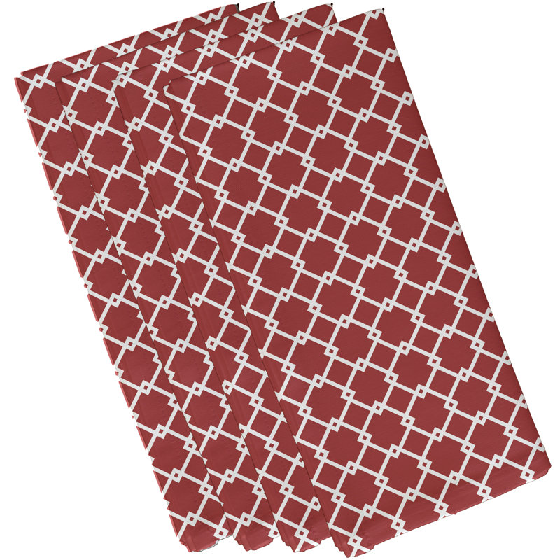 Link Lock Polyester Geometric Square Napkin, 18" W x 18" L, Coral
