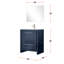 Bleu marine 30 po Meuble-lavabo X 20 avec comptoir en marbre de culture, robinet en nickel brossé et miroir 28 teintes