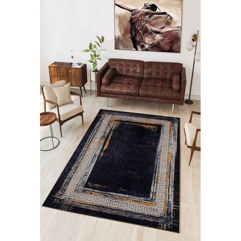 Eco-Friendly Area Rug (5.9 x 9.2 ft), 100% Polyester, 650 g/m² | Antibacterial, Non-Slip PVC Dot Underside, 0.2 in Pile Height | Machine Washable, Digital Print Design for Modern Home Décor, Durable & Easy Care