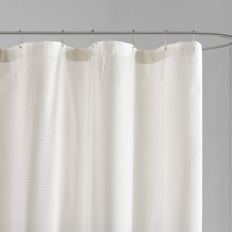 Taupe Ombre Seersucker Fabric Shower Curtain