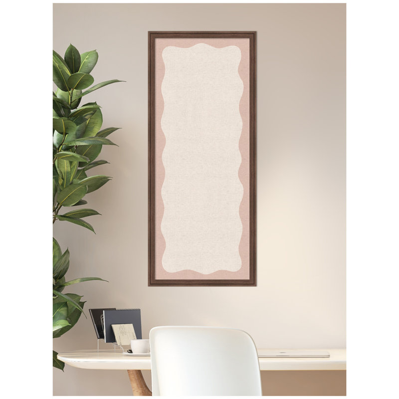 Tableau d'affichage en lin encadré en tissu, Rose / beige, H 42 po x l 18 po x P 1,25 po, Brun moyen Florence