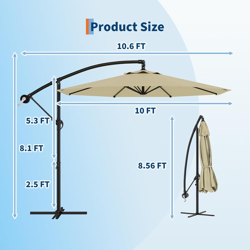300cm Tilt Cantilever Parasol, Beige