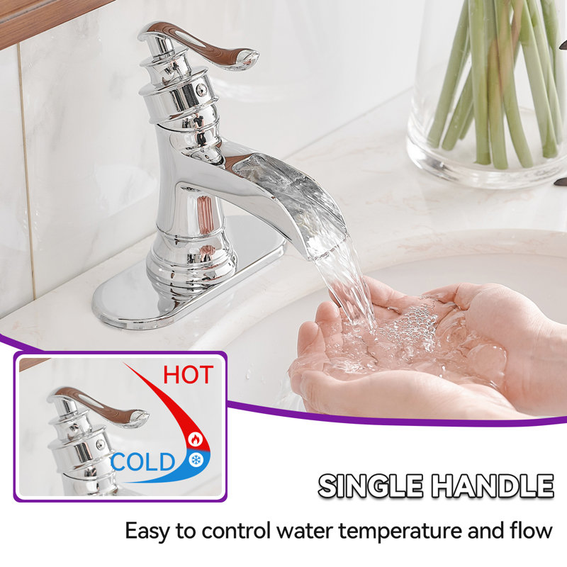 Single-Hole Single-handle Bathroom Faucet with Drain Assembly, Chrome