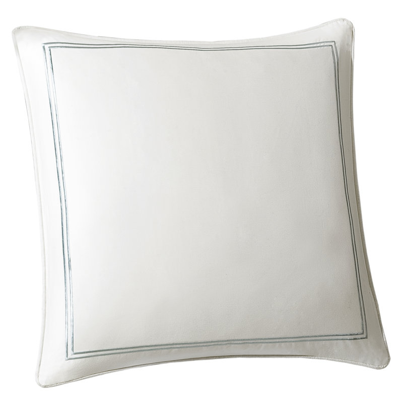 Ivory Cotton Satin Embroidered Euro Sham