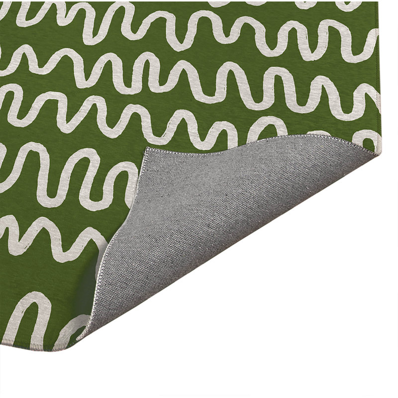 Tapis de cuisine Wiggle, Rectangulaire 2 pi x 3 pi, Vert olive