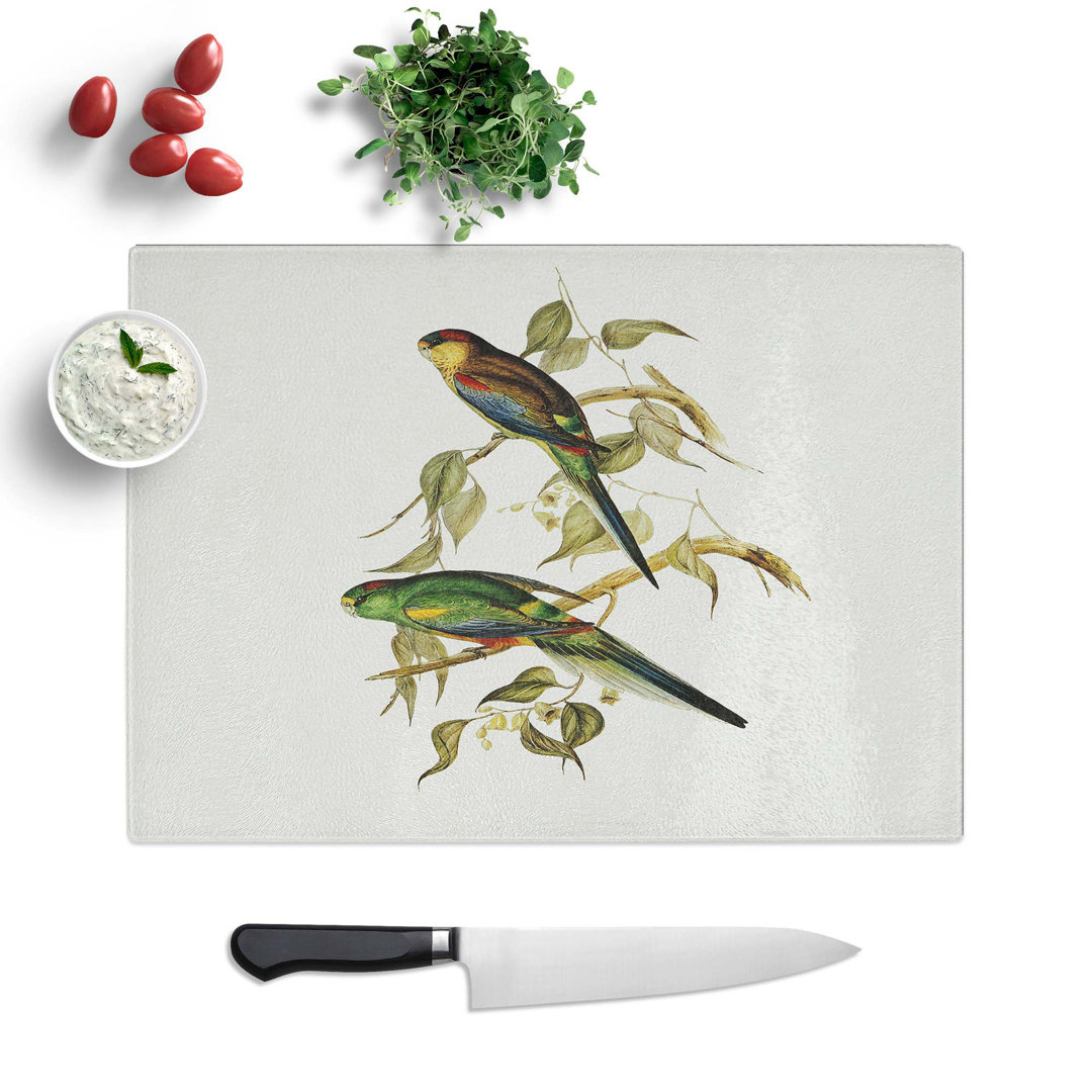 Tempered Glass Parakeets Chopping Board