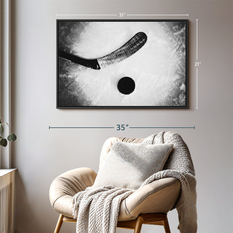 Impression sur toile monochrome hockey, H 21 po x l 31 po