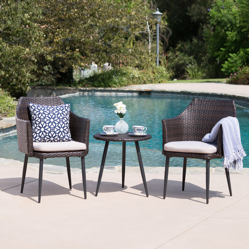 3-Piece Chat Table Set: 1 Table + 2 Chairs For 2 People