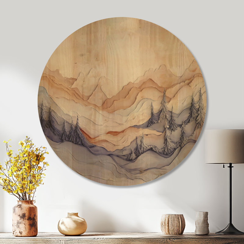 Laverie Dusk Reverie I - Art mural rond en bois Nature, Rond 23 po, Rond