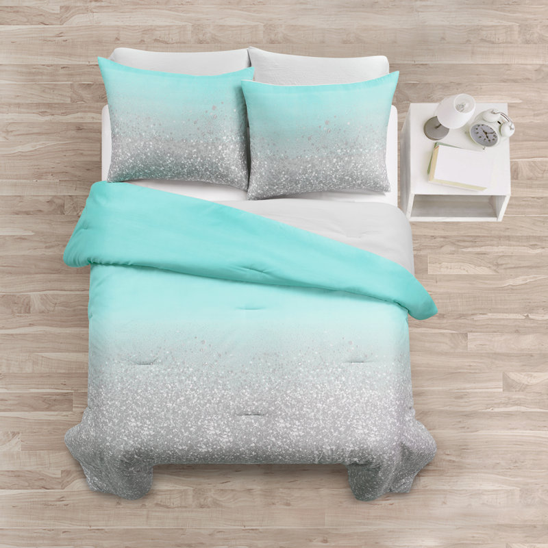 Édredon en microfibre 2 pièces , Édredon double / grand + 2 taies décoratives, Turquoise