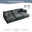 Ensemble de canapé modulaire en forme de U 6 places avec 3 repose-pieds - Canapé modulaire réversible en chenille avec assise profonde, 5 coussins et revêtement ultra doux, configuration de mobilier de salon flexible-1154098774