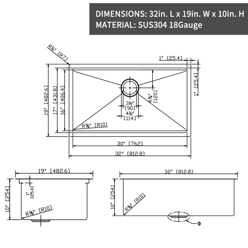 32" L X 19" W Workstation Undermount Kitchen Sink, Black Stainless Steel, Rust And Dent , Deep Basins, Sound Dampening Padding Sink 32", T304 Dampening, With Sliding Track, Basins For Large