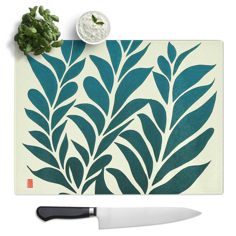Fern Leaf Silhouette  Glass Chopping Board