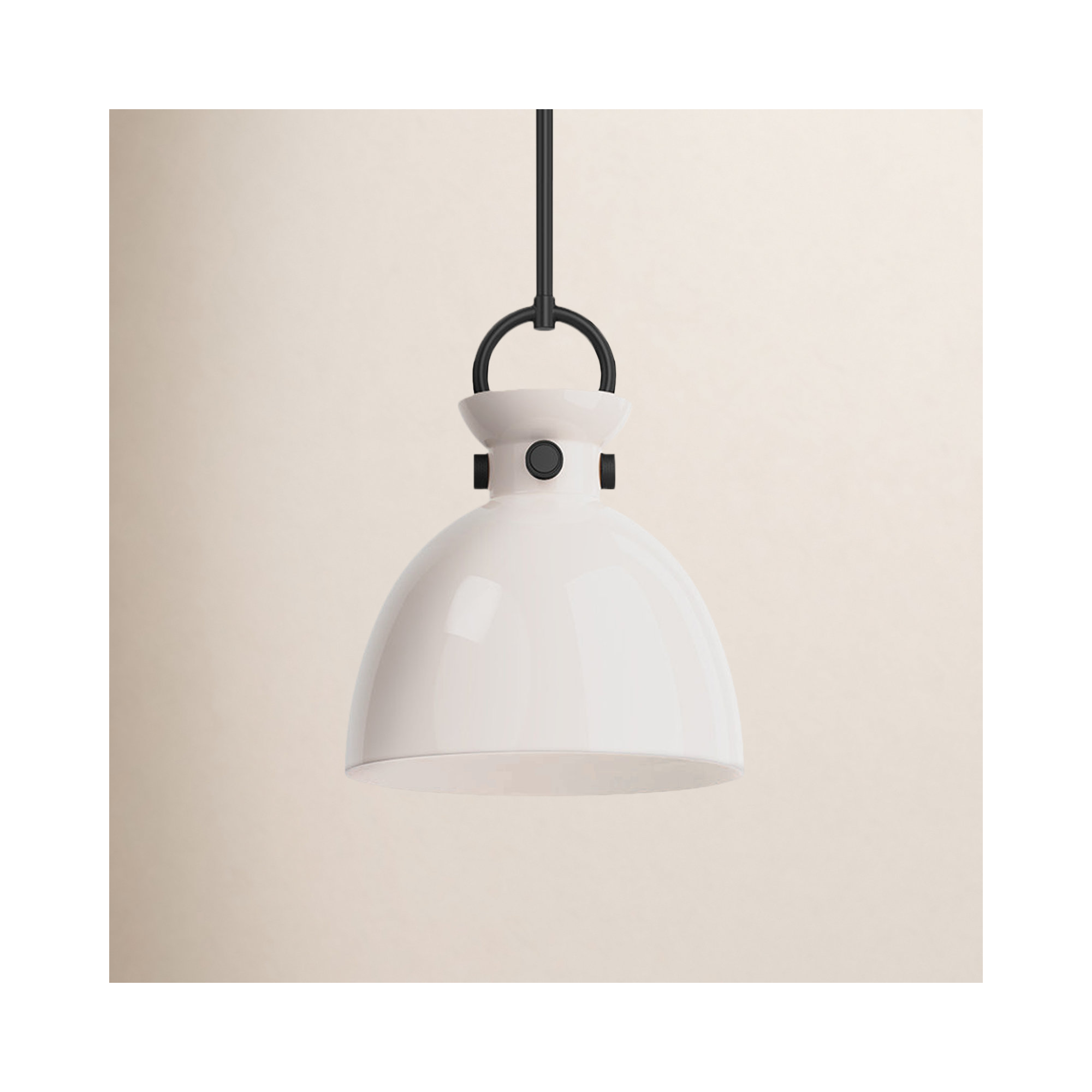 Tinka Single Light Glass Steel Pendant, Matte Black, 12.75" H x 10.5" W x 10.5" D