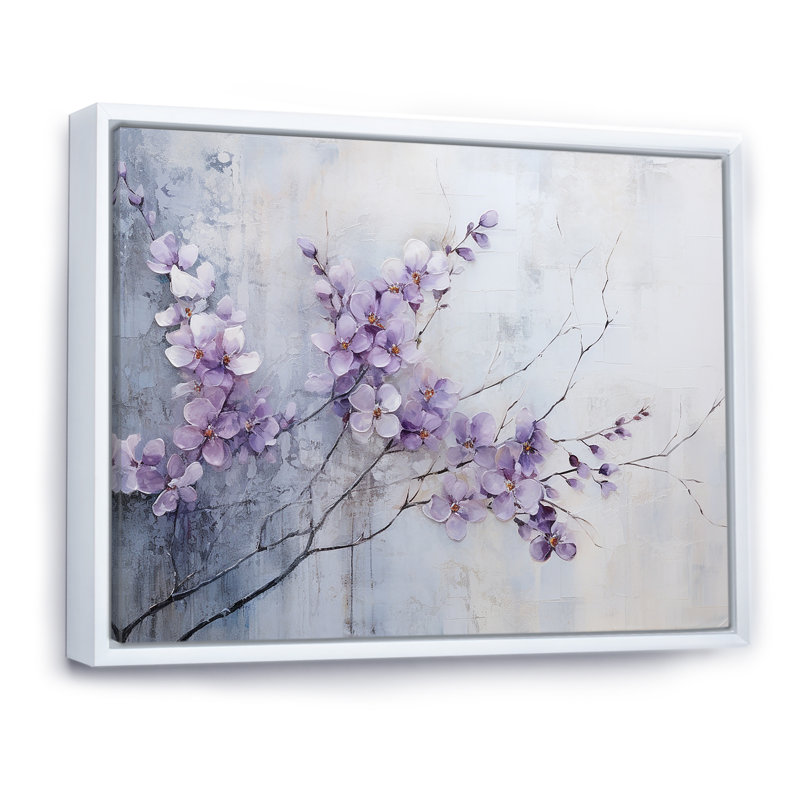 Art mural violet pour le salon, Cadre flottant blanc, H 24 po x l 32 po x P 1 po