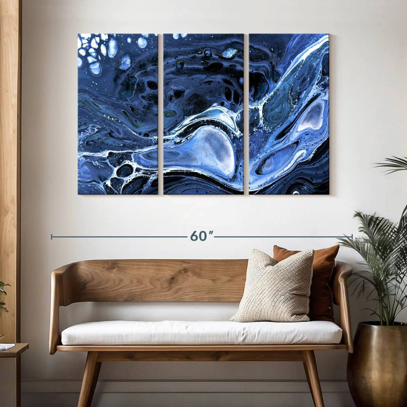 Avery Dark Blue Abstract, 32" H x 50" W