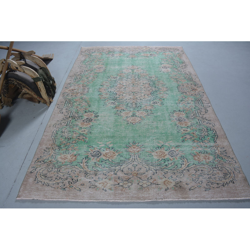 Tapis tissé à la main, tapis turcs, tapis de cuisine, grands tapis bruns de 5,6 x 8,7 pi, tapis rétro