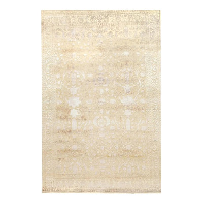 Tapis unique beige, ivoire et gris de 6 pi 7 po x 9 pi 1 po