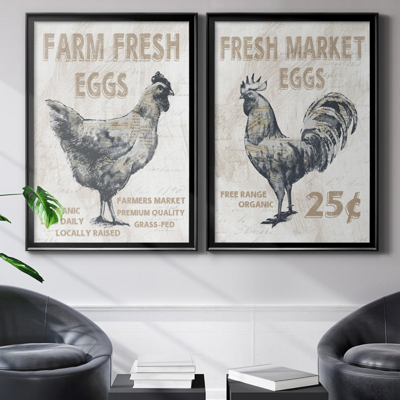 Farm Fresh Chicken - ensemble de 2 reproductions, Pas de tapis, H 31,5 po x l 47 po x P 1,5 po, H 22,5 po x l 61 po x P 3 po