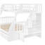 Lit superposé simple au-dessus de double avec tiroirs, échelle et escalier de rangement-911067616