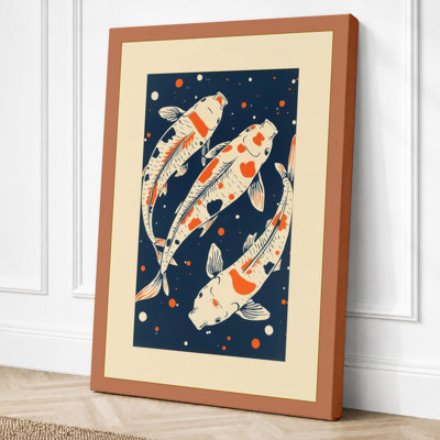 Koi Under Stars Modern 1 Piece Wrapped Canvas Wall Art