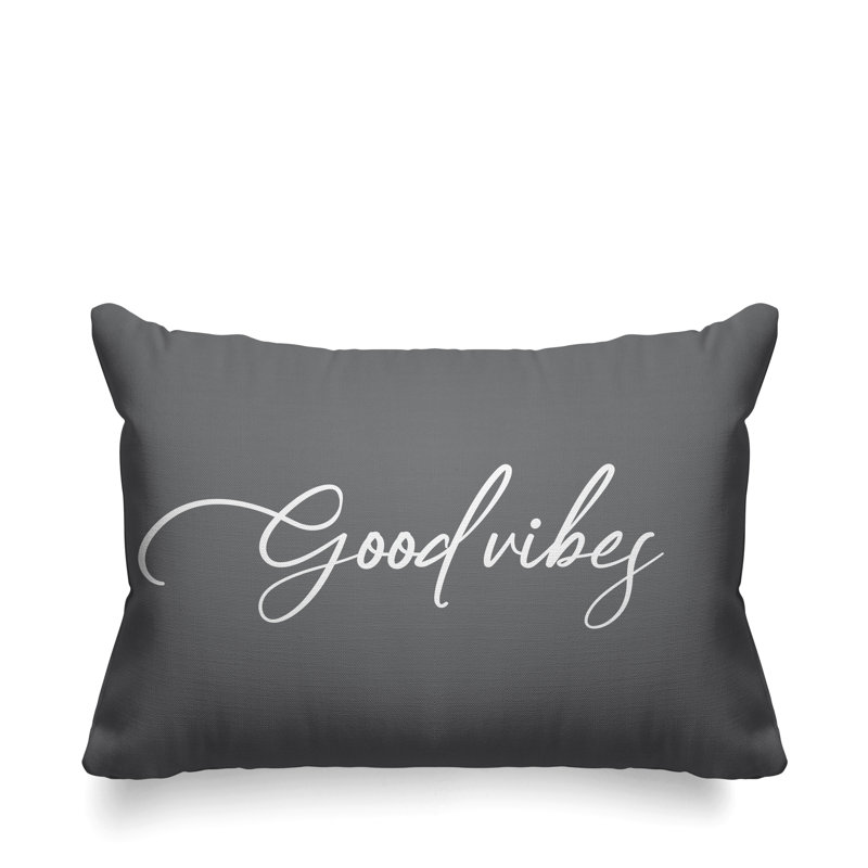 Housse et insert de coussin rectangulaire Aspire Good Vibes, gris