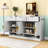 Sleek Wood Sideboard Buffet Cabinet with Adjustable Shelf, 3 Drawers, 4 Doors and Open Storage-1618603792