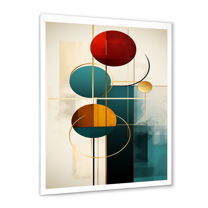 «Rising with the New Moon Geometrics Retro Blue I», reproduction, H 40 po x l 30 po x P 1,5 po, Cadre simple blanc
