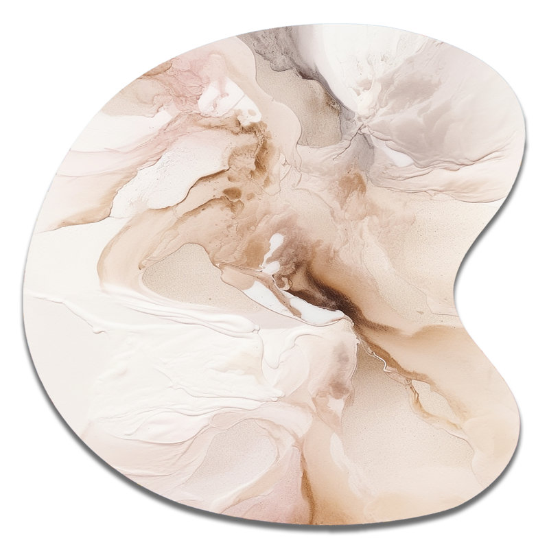 Brown Abstract Delicate Marble II - Abstract Marble Drop Shape Assymterical Metal Wall Art, 33" H x 33" W